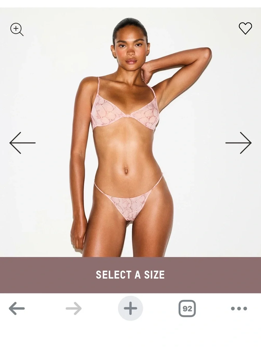 🎀🐍🩷SKIMS Milky Sheer Pink Rose Pastel Snake Front Closure Bralette🩷🐍🎀